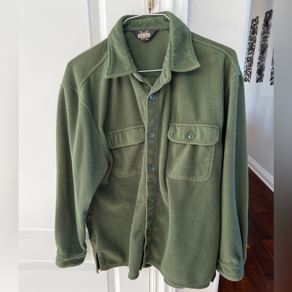 CLEARANCE EUC Guide Gear Olive Green Button Down Fleece Shirt